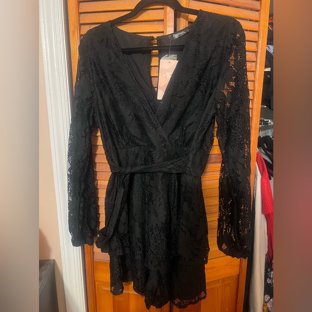 NWT black lace romper from Francesca’s size medium
